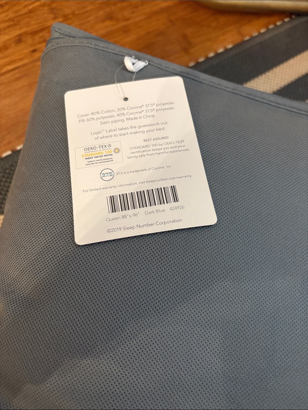 NEW WITH TAGS!! Sleep Number True Temp Blanket - Dark Blue - Picture 5 of 5